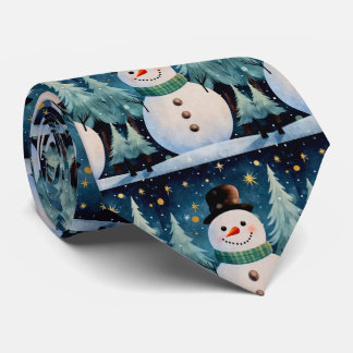 Cravate Noël du mignon Snowman