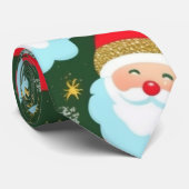 Cravate Noël du Père Noël vert et rouge (Roulé)