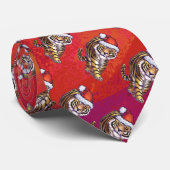 Cravate Noël du tigre en rouge (Roulé)