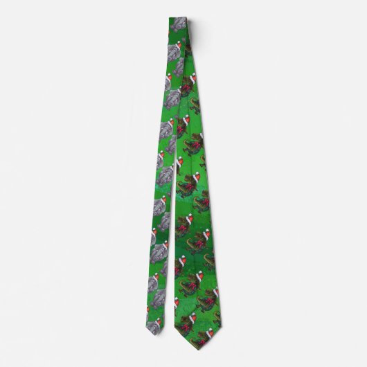 Cravate Noël Eléphant Sur Vert (Dos)