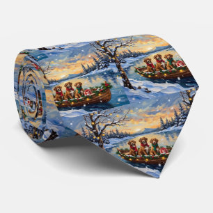 Cravate Noël en bateau Vizsla