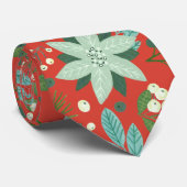 Cravate Noël Fête Florale Rouge (Roulé)