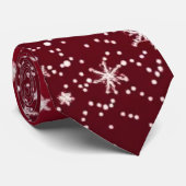 Cravate Noël Flocon de Neige Rouge Élégant (Roulé)