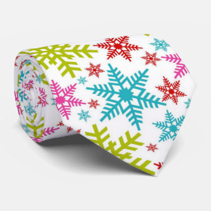 Cravate Noël Flocons de Neige Rétro Colorés