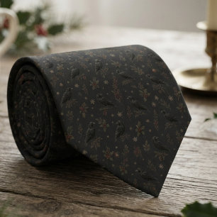 Cravate Noël gothique sombre corbeau