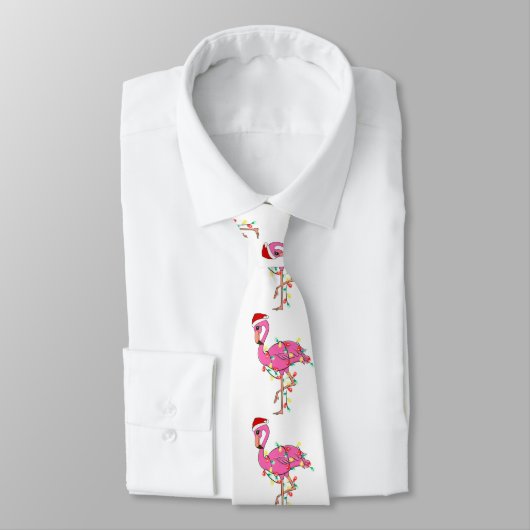 Cravate noël moche santa claus flamingo (Attaché)