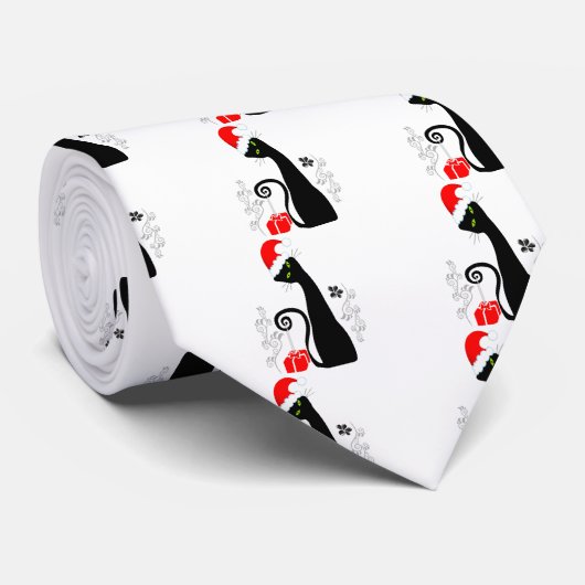 Cravate Noël moderne Kitty (Roulé)