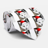 Cravate Noël noir et blanc Kitten (Roulé)