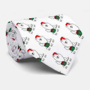 Cravate Noël Père Noël American Eskimo Chien HO HO HO Mign