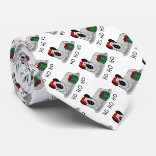 Cravate Noël Père Noël Casquette Skye Terrier (argent)