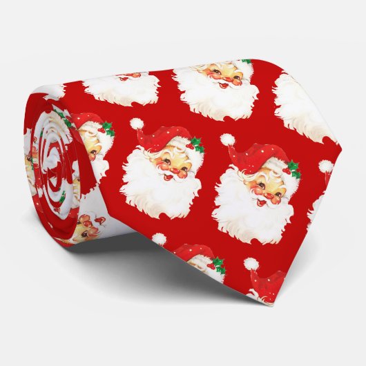Cravate Noël Père Noël Motif en rouge (Roulé)