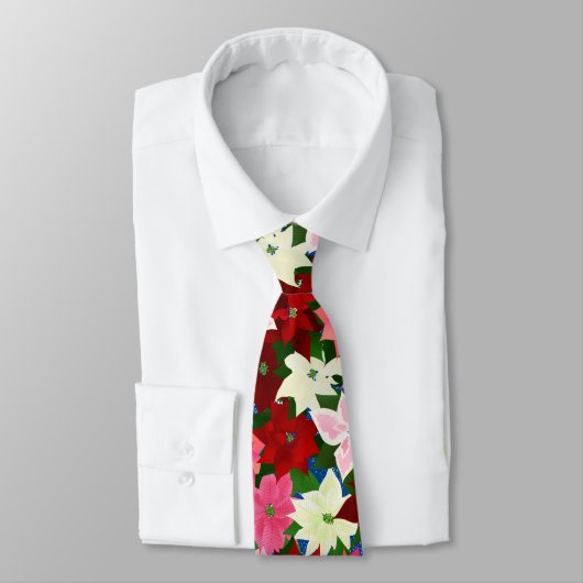 Cravate Noël Poinsettia multicolore (Attaché)