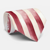 Cravate Noël rayures crème Bourgogne rouge (Roulé)