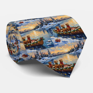 Cravate Noël Rhodesian Ridgeback Bateau Vacances
