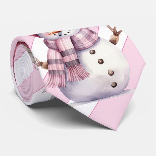 Cravate Noël rose (Roulé)