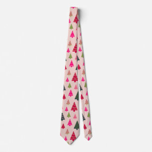 Cravate Noël rose et vert