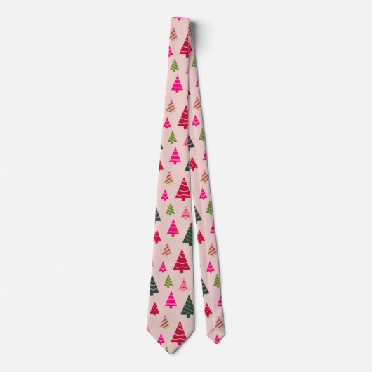 Cravate Noël rose et vert (Devant)