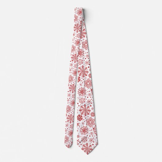 Cravate Noël Rouge Abstrait Flammes De Neige En Blanc (Dos)