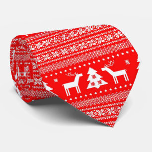 Cravate Noël Rouge Blanc Fair Motif Isle