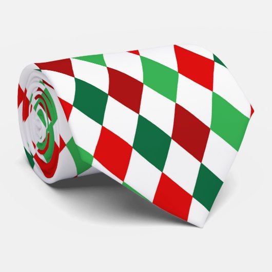 Cravate Noël rouge, blanc vert Diamond Jacquard Motif (Roulé)