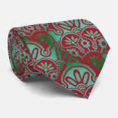 Cravate Noel rouge et vert boho NeckTie (Roulé)