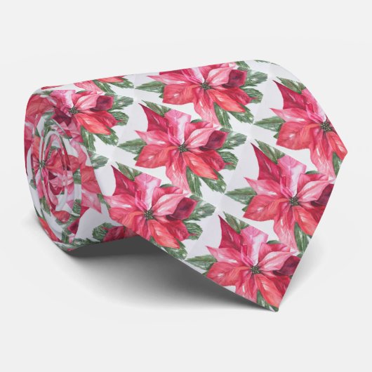 CRAVATE NOËL ROUGE POINTSETTIA (Roulé)