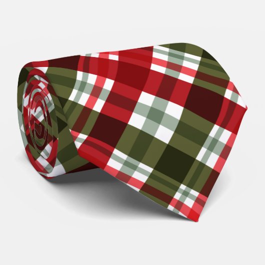 Cravate Noël Rouge Vert Plat (Roulé)