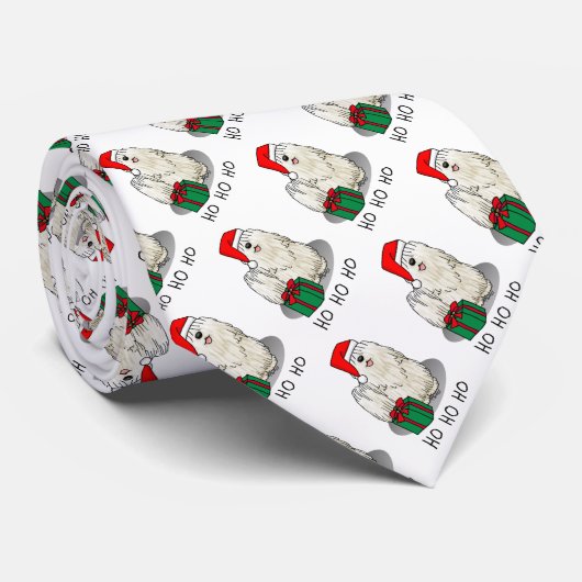 Cravate Noël Santa Hat Puli Chien (blanc) Mignonne Drôle (Roulé)