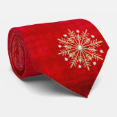 Cravate Noël Snowflakes Rouge & Gold Holiday (Roulé)