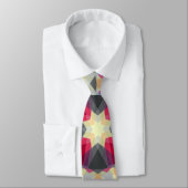 Cravate Noël Star Winter Grey Festif Rouge Or Jaune (Attaché)