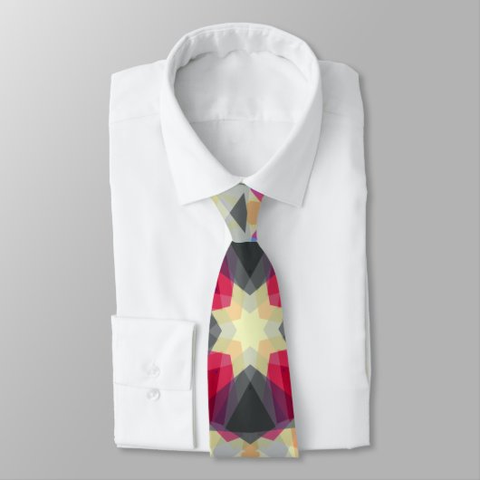 Cravate Noël Star Winter Grey Festif Rouge Or Jaune (Attaché)