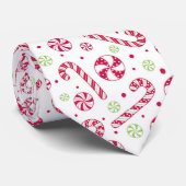 Cravate Noël Sucres de canne blancs rouges et verts citron (Roulé)