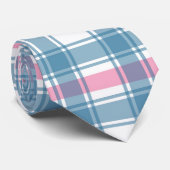 Cravate Noël Tartan Rose Et Bleu (Roulé)