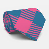 Cravate Noël Tartan Rose Et Bleu (Roulé)