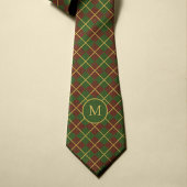 Cravate Noel tartan rouge vert or monogrammé
