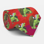 Cravate Noël Tortue Sur Rouge (Roulé)