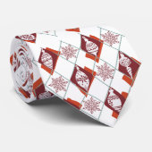 Cravate Noël Vacances Scandinave Rouge Blanc Motif (Roulé)