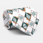 Cravate Noël Vacances Scandinave Rouge Vert Motif (Roulé)