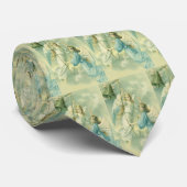 Cravate Noël vintage, Anges victoriens avec cloche (Roulé)