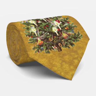 Cravate Noël Vintage, Arbre Victorien Décoré
