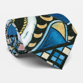 Cravate Noël Vintage, Père Noël Bleu avec Snowglobe (Roulé)