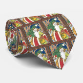 Cravate Noël vintage, Père Noël Cerf en forêt (Roulé)