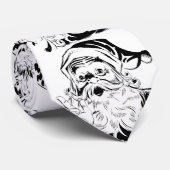 Cravate Noël Vintage, Retro Jolly Santa Claus, Noir (Roulé)
