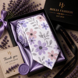 Cravate Nœud de cou lavande violet floral