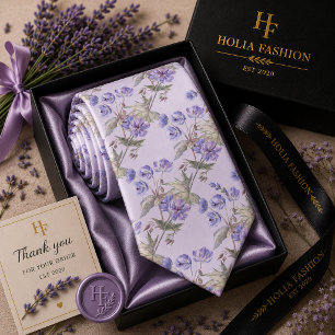 Cravate Nœud de cou lavande violet floral