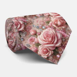 Cravate Noeud papillon de mariage de luxe Roses roses et