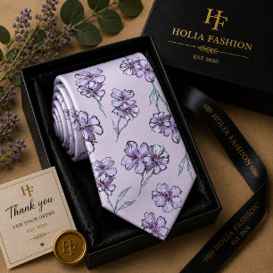 Cravate Nœud papillon lavande violet floral