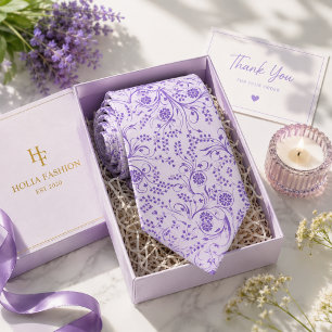 Cravate Nœud papillon lavande violet floral