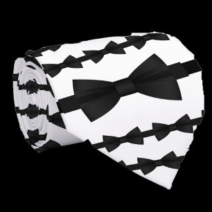Cravate Nœud papillon noir et blanc unique en forme de nœu