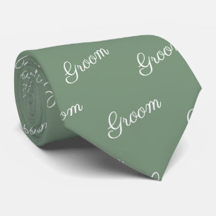 Cravate Nœud papillon vert sauge écriture mariage pour hom